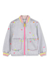 Billieblush Girls Embroidered Denim Jacket, Grey