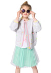 Billieblush Girls Embroidered Denim Jacket, Grey