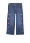 Billieblush Girls Heart Wide Leg Jean, Blue