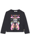 Billieblush Girls Land Of Love Long Sleeve Top, Black