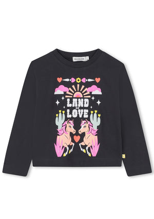 Billieblush Girls Land Of Love Long Sleeve Top, Black