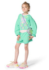 Billieblush Girls Love Slogan Long Sleeve Sweater, Green