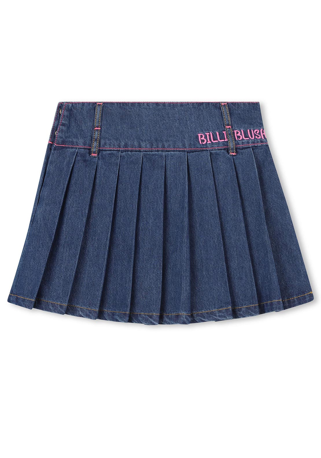Billieblush Girls Glitter Pleated Denim Skirt, Blue