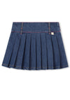 Billieblush Girls Glitter Pleated Denim Skirt, Blue