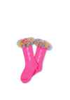 Billieblush Girls Tulle Logo Sock, Pink