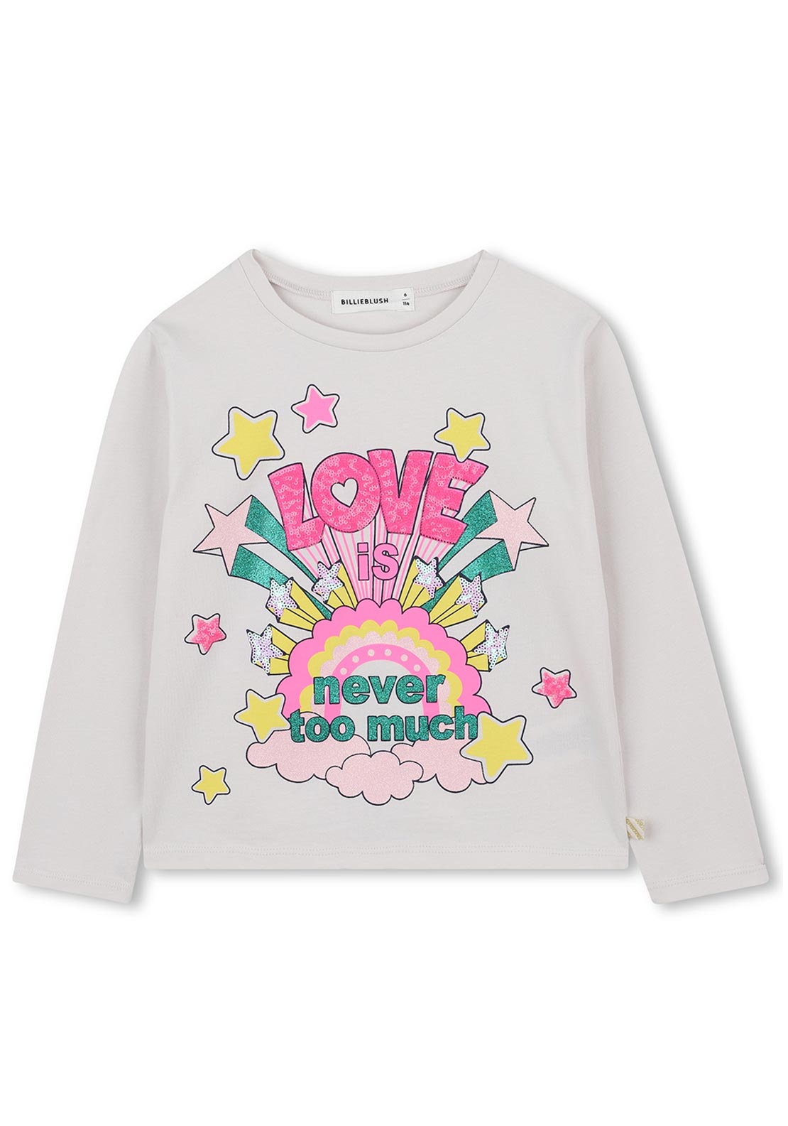 Billieblush Girls Sequin Long Sleeve Top, White
