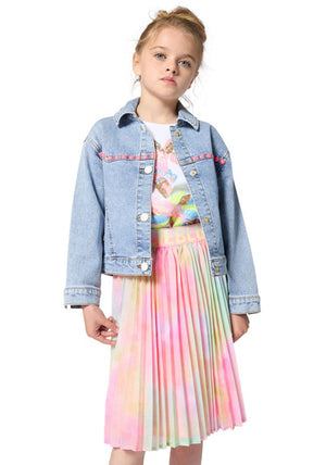 Billieblush Girls Stud Sequins Denim Jacket, Blue