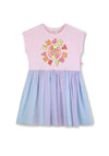 Billieblush Girls Short Sleeve Tulle Dress, Pink Multi