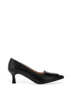 Bioeco by Arka Wide Fit Grained Leather Court heels, Black