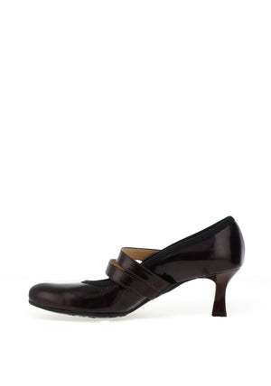 Bioeco by Arka Wide Fit Patent Leather Double Strap Court Heels, Wine
