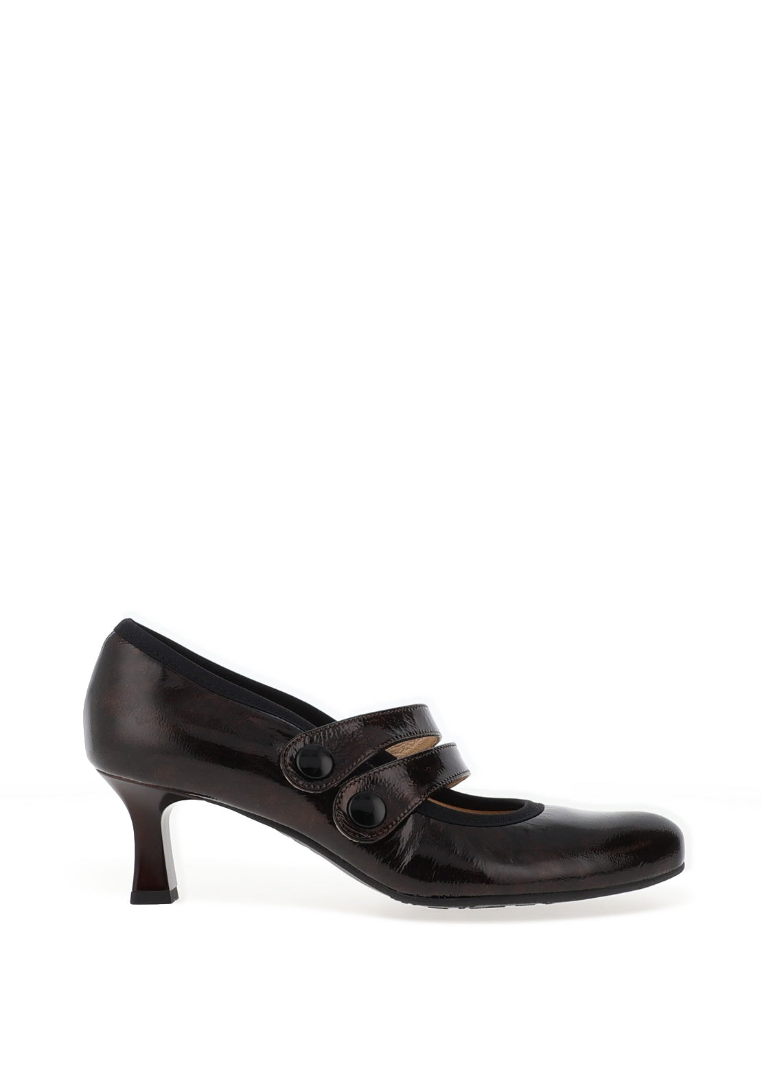 Bioeco by Arka Wide Fit Patent Leather Double Strap Court Heels, Brown