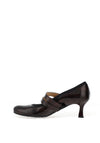 Bioeco by Arka Wide Fit Patent Leather Double Strap Court Heels, Brown