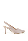 Bioeco by Arka Wide Fit Shimmering Low Block Heel Shoes, Blush Pink
