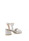 Bioeco By Arka Shimmering Leather Low Block Heeled Sandals, Silver
