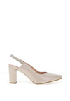 Bioeco by Arka Wide Fit Shimmering Leather Sling Back Heels, Pearl Beige