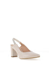 Bioeco by Arka Wide Fit Shimmering Leather Sling Back Heels, Pearl Beige