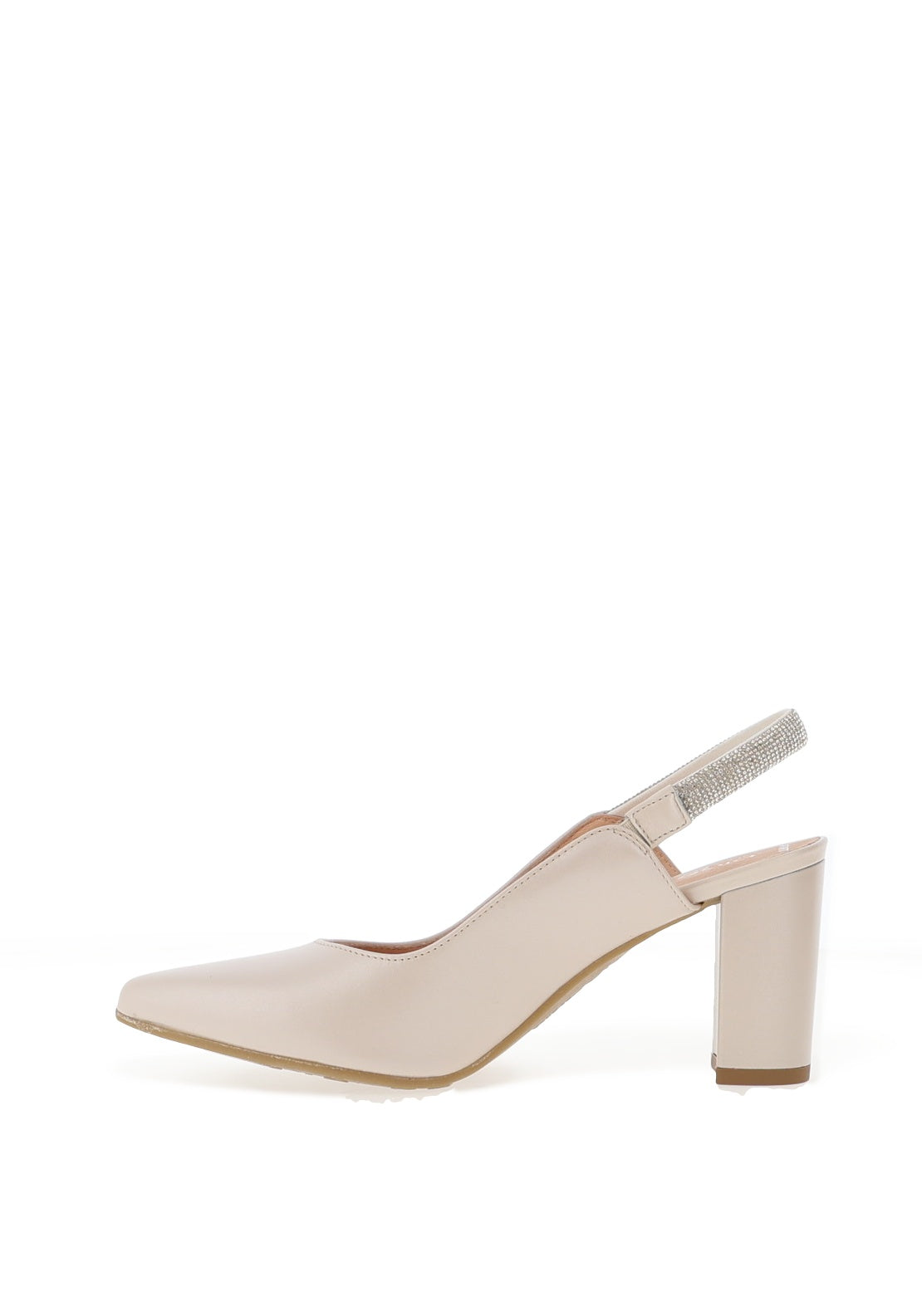 Bioeco by Arka Wide Fit Shimmering Leather Sling Back Heels, Pearl Beige
