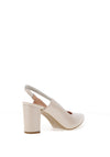 Bioeco by Arka Wide Fit Shimmering Leather Sling Back Heels, Pearl Beige