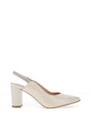 Bioeco by Arka Wide Fit Shimmering Leather Sling Back Heels, Pearl White
