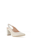 Bioeco by Arka Wide Fit Shimmering Leather Sling Back Heels, Pearl White