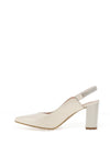 Bioeco by Arka Wide Fit Shimmering Leather Sling Back Heels, Pearl White