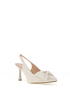 Bioeco by Arka Leather Sling Back Bow Heeled Shoes, Pearl White