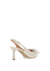 Bioeco by Arka Leather Sling Back Bow Heeled Shoes, Pearl White
