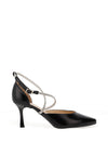 Bioeco by Arka Wide Fit Patent Leather Diamante Criss Cross Height Heels, Black