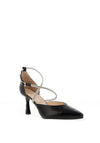 Bioeco by Arka Wide Fit Patent Leather Diamante Criss Cross Height Heels, Black