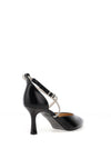 Bioeco by Arka Wide Fit Patent Leather Diamante Criss Cross Height Heels, Black