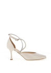 Bioeco by Arka Wide Fit Patent Leather Diamante Criss Cross Height Heels, Cream