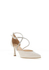 Bioeco by Arka Wide Fit Patent Leather Diamante Criss Cross Height Heels, Cream