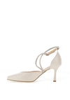 Bioeco by Arka Wide Fit Patent Leather Diamante Criss Cross Height Heels, Cream