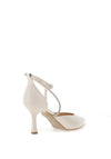 Bioeco by Arka Wide Fit Patent Leather Diamante Criss Cross Height Heels, Cream