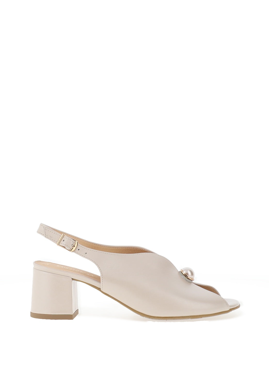 Bioeco by Arka Wide Fit Suede Leather Notch Mid Heigh Heeled Shoes, Pearl Beige