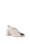 Bioeco by Arka Wide Fit Suede Leather Notch Mid Heigh Heeled Shoes, Pearl White