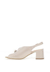 Bioeco by Arka Wide Fit Suede Leather Notch Mid Heigh Heeled Shoes, Pearl White
