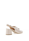 Bioeco by Arka Wide Fit Suede Leather Notch Mid Heigh Heeled Shoes, Pearl White