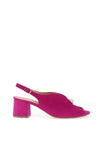 Bioeco by Arka Wide Fit Suede Leather Notch Mid Heigh Heeled Shoes, Pink