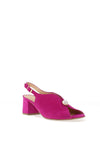 Bioeco by Arka Wide Fit Suede Leather Notch Mid Heigh Heeled Shoes, Pink