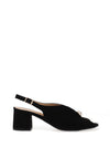 Bioeco by Arka Wide Fit Suede Leather Notch Mid Heigh Heeled Shoes, Black