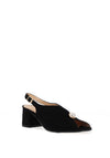 Bioeco by Arka Wide Fit Suede Leather Notch Mid Heigh Heeled Shoes, Black