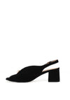 Bioeco by Arka Wide Fit Suede Leather Notch Mid Heigh Heeled Shoes, Black