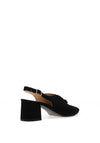 Bioeco by Arka Wide Fit Suede Leather Notch Mid Heigh Heeled Shoes, Black