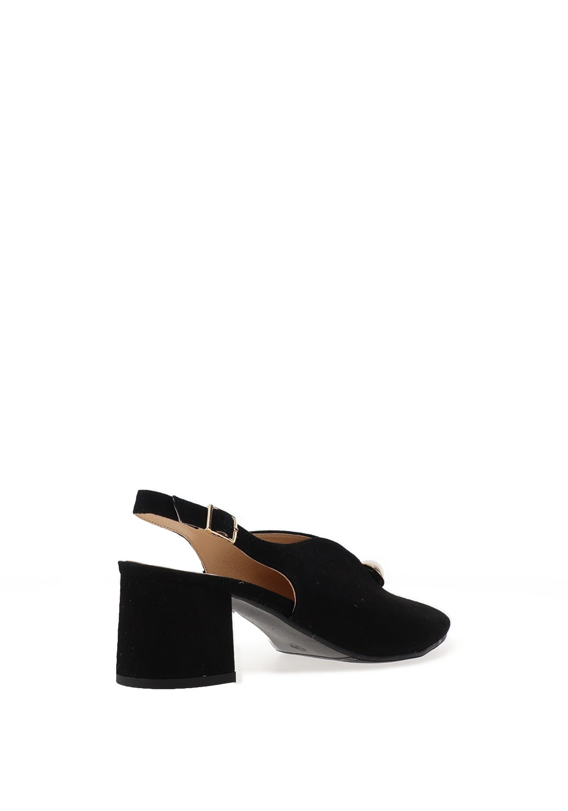 Bioeco by Arka Wide Fit Suede Leather Notch Mid Heigh Heeled Shoes, Black