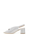 Bioeco by Arka Wide Fit Sparkling Leather Notch Mid Heigh Heeled Shoes, Silver