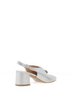Bioeco by Arka Wide Fit Sparkling Leather Notch Mid Heigh Heeled Shoes, Silver