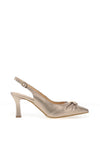 Bioeco by Arka Wide Fit Shimmering Leather Gathered Sling Back Heels, Champagne Gold