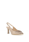 Bioeco by Arka Wide Fit Shimmering Leather Gathered Sling Back Heels, Champagne Gold