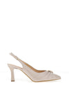 Bioeco by Arka Wide Fit Shimmering Leather Gathered Sling Back Heels, Pearl Beige